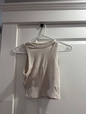 Guess Cream Ribbed Crop Tank